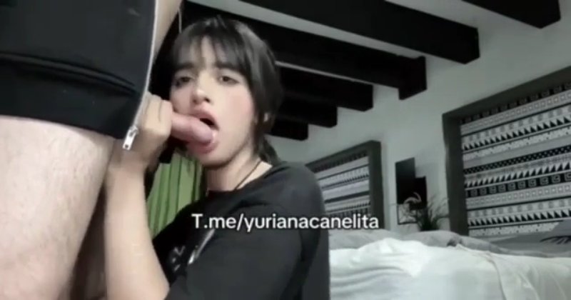 Petite goth sucks dick
