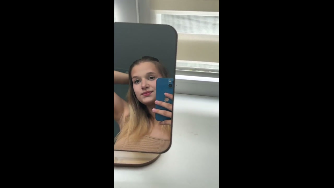 Young teen blonde perky small tits sexy pouty lips horny selfie OF now 01
