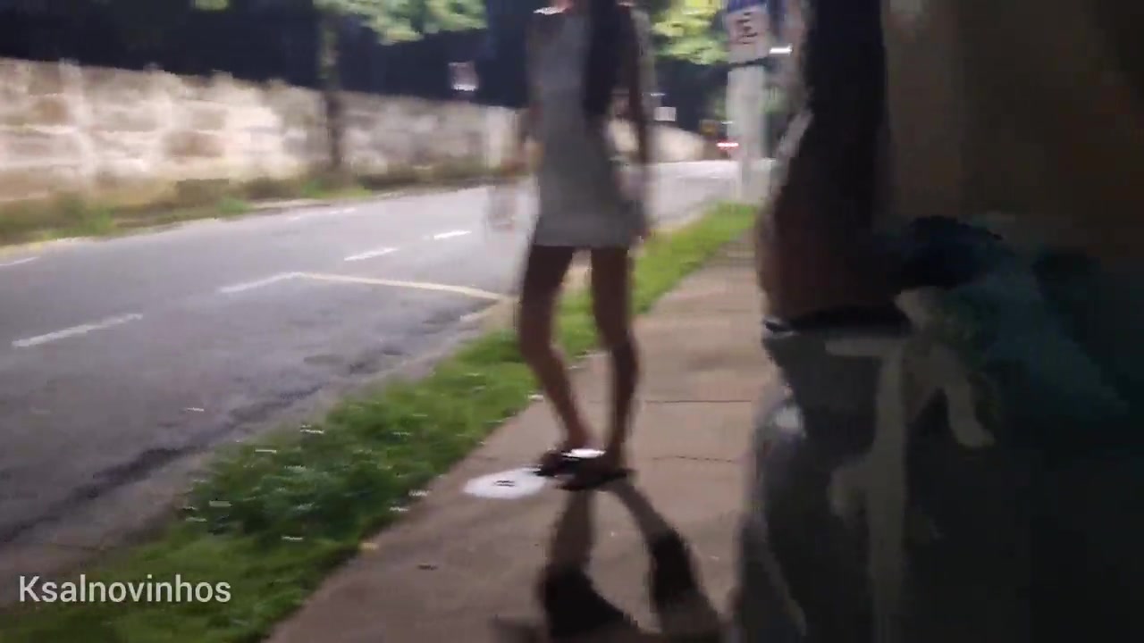 Public Bus Stop Masturbation With Hot Girl Outdoor Handjob & Blowjob 01