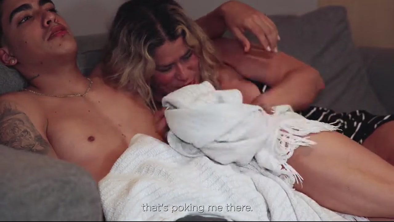 Stepmom notices her stepson's erection while they're watching a movie MILF with a big ass and big boobs 01