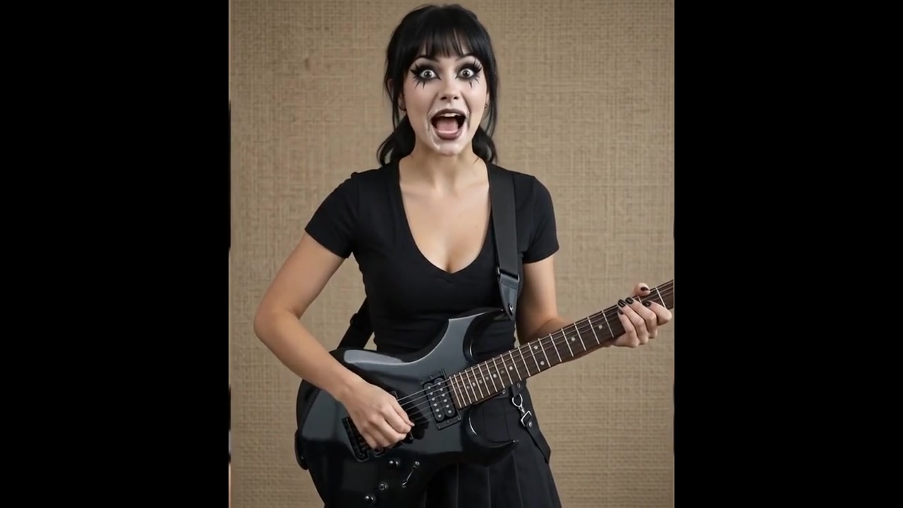 Asian Goth Rocker Cum Face Before Set. Can’t wait to see her live. Nerd cute Japanese Chinese ai 01