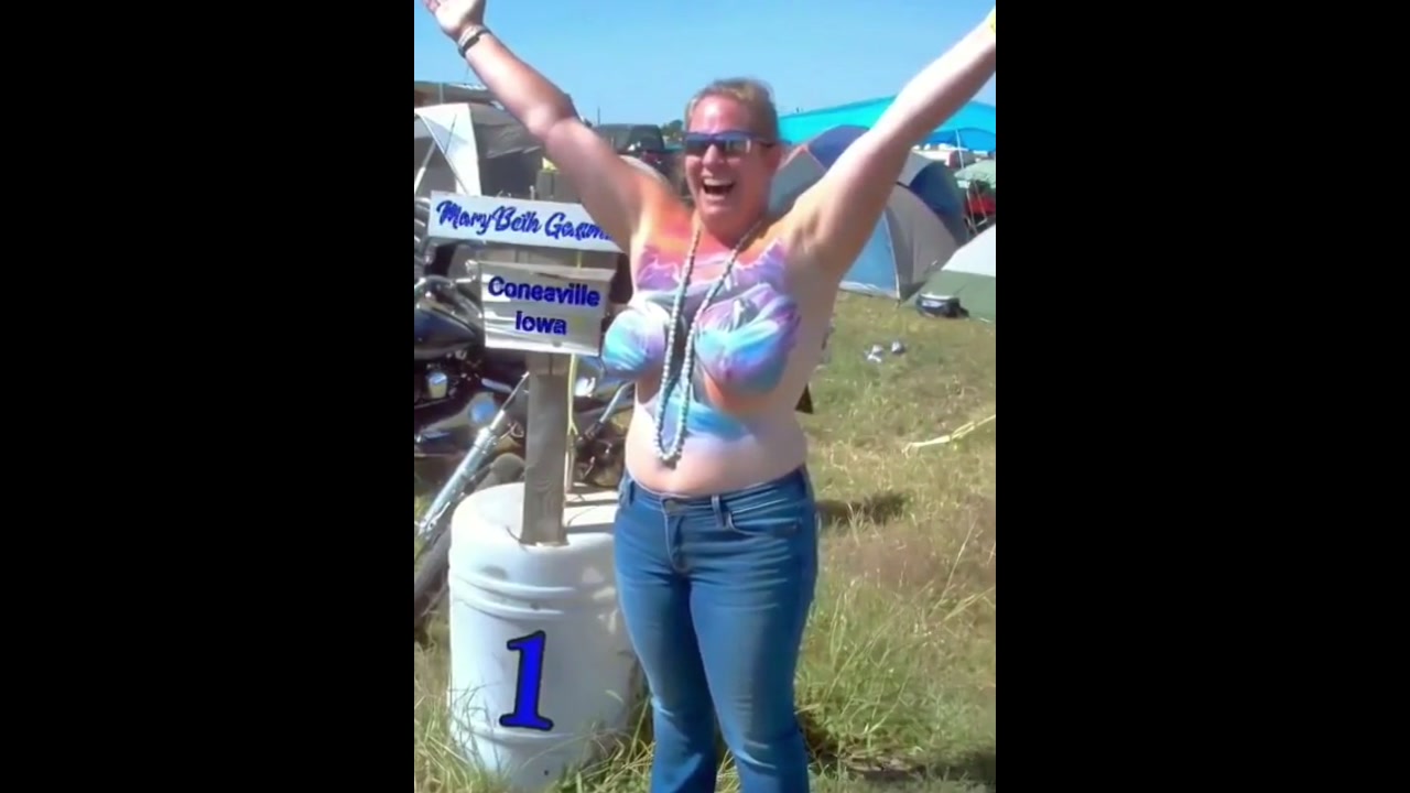 Chubby Biker whore topless and nude at various motorcycle rallys 07